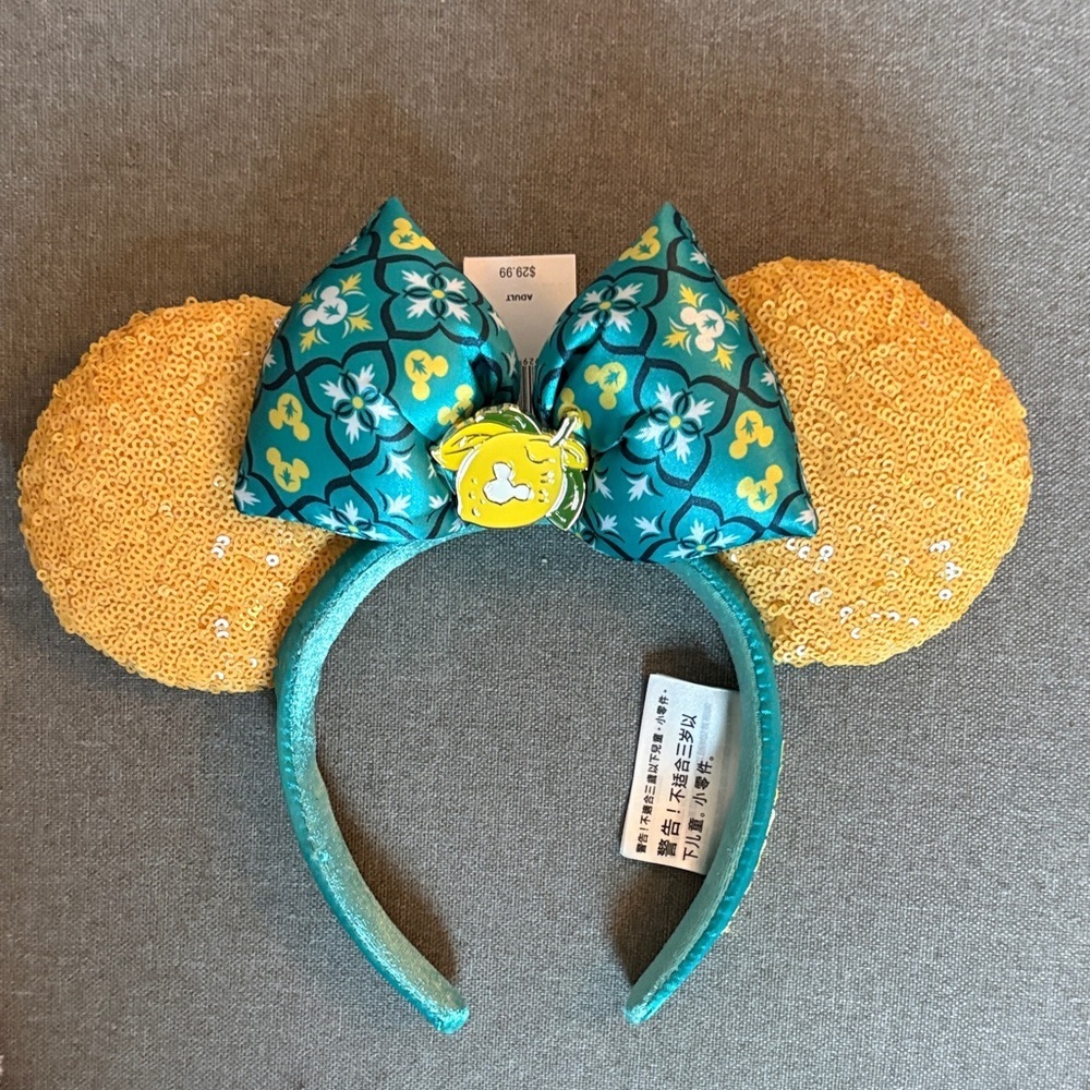 Disney Gold and Teal Sequin Minnie Ears Headband